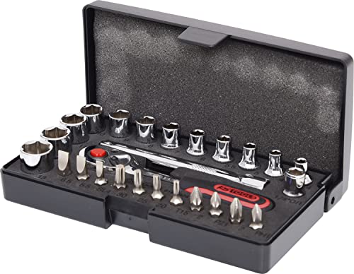 KS Tools 918.0626 1/4 Zoll CHROMEplus Steckschlüssel-Satz | inklusive Umschaltknarre, 72-Zahn | hochglanz verchromt | 26-tlg.