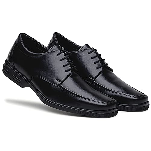 Sapato Social Confort Bertelli Liso com Cadarço 80010 - Preto Cor:Preto;Tamanho:43;Genero:Masculino