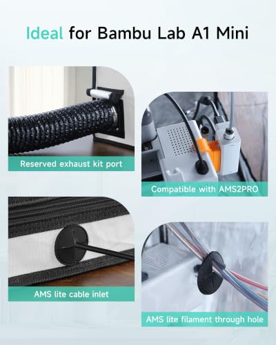 Image of TOPCUBE 3D Printer Enclosure for Bambu Lab A1 Mini with LED Light Grey
