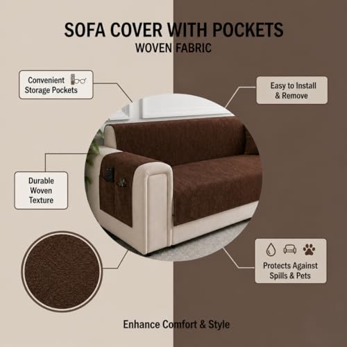 Image of STITCHNEST 'LuxeFit Series' 3 Seater Sofa Cover | Full Coverage with Armrest Pocket | Elegant Woven Fabric, Washable & Durable for Modern Living