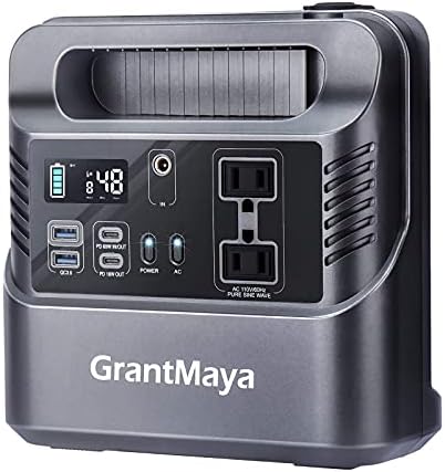 330W Portable Power Station, GrantMaya 288Wh 80000mAh Portable Generator Backup Battery with 110V Pure Sine Wave AC Outlet 60W PD QC3.0 USB Car Socket Flashlight for Camping CPAP Emergency Hurricane