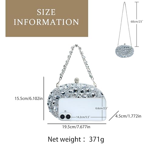 Image of Sparkling Crystal Diamond Women's Rhinestone Clutch Purse with Round Pearl Clasp