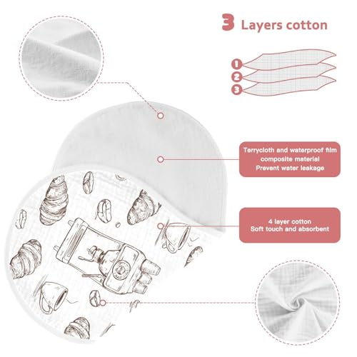 vvfelixl Muslin Burp Cloths Coffee Machine Croissant Baby Washcloths for Baby Girl Boys 2 Pack3