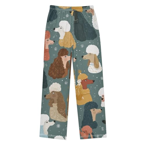 ZZXXB Poodle Snow Boys Long Pants Soft Trousers Elastic Waist Kids Lounge Bottoms with Pockets S-XL