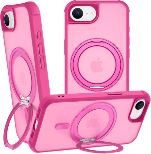 ZHOGTNEG 360°Magnetic Swivel Ring for iPhone 16e /17e Case-Rose Pink