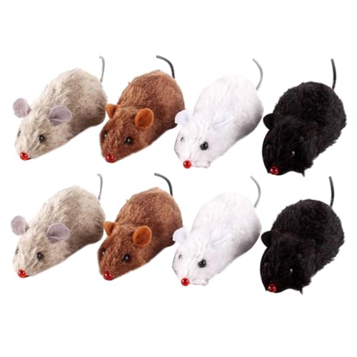 Juguete de rata de cuerda para gatos DOITOOL de peluche pack de 8 2