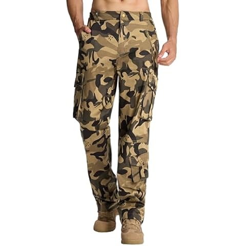 Susclud Camo Pants for Men Tactical Cargo Pants Rip Stop Military Work Pants with Pockets Cover