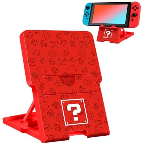 GKV for Nintendo Switch Stand – Cute Cartoon Funny Kawaii Design for Nintendo Switch Holder for Women Men Teen Boys Girls Portable Foldable Compact Adjustable Angle Gaming PlayStand, White Mark