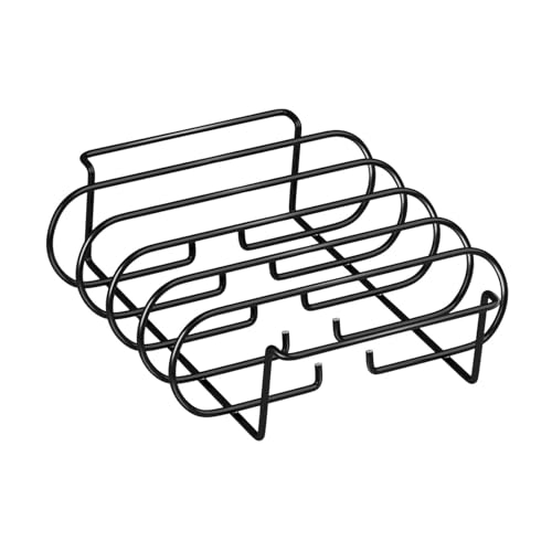 KiBcsLic Lightweight Rib Rack Roasting Stand for BBQ Use in Party Or Hiking, Black
