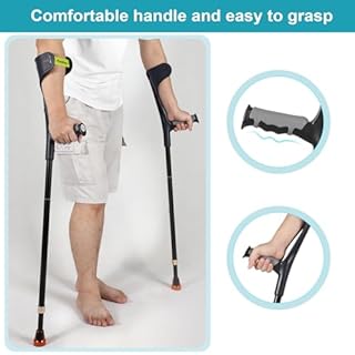 Antdvao Forearm Crutches Pair, Folding Forearm Crutches Adults Lightweight Adjustable, with Rubber Handles, Comfortable Grip and Wear-Resistant