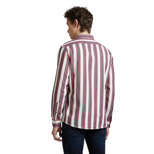 Image of Pepe Jeans Men's Casual Shirt | Striped Shirt for Men| Regular Fit | Vertical Stripes | Full Sleeve | Available in Plus Size