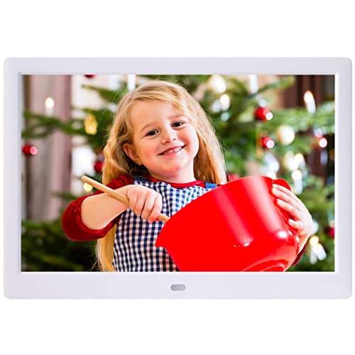 13 Zoll- elektronischer Bilderrahmen & 1280 x 800 hochauflösendes IPS-Breitbild-Display - Kalender-/Uhrfunktion, MP3-/Foto-/Video-Player mit Fernbedienung,Weiß Cover