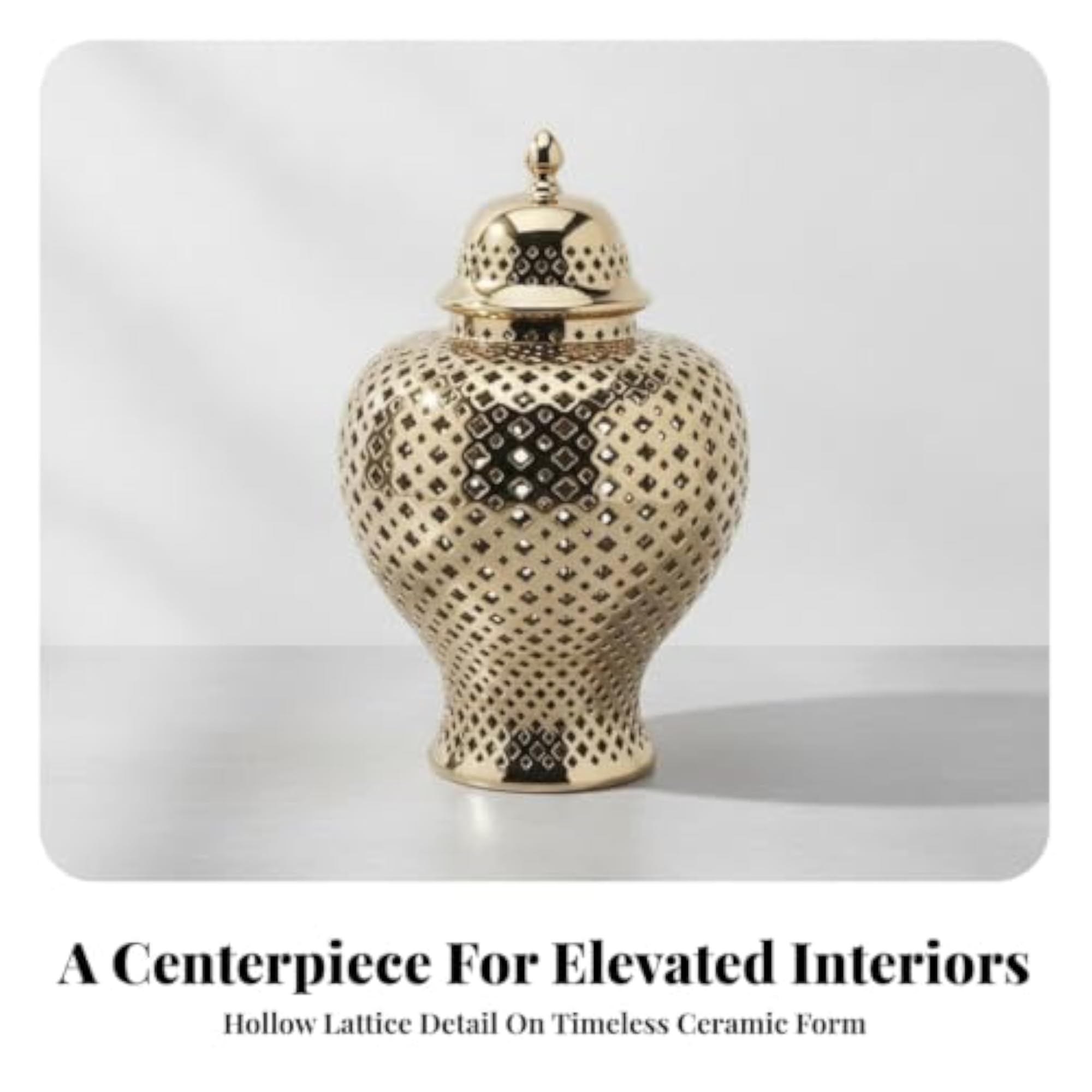 Lidded Pierced Lattice Jar, Elegant Decorative Container