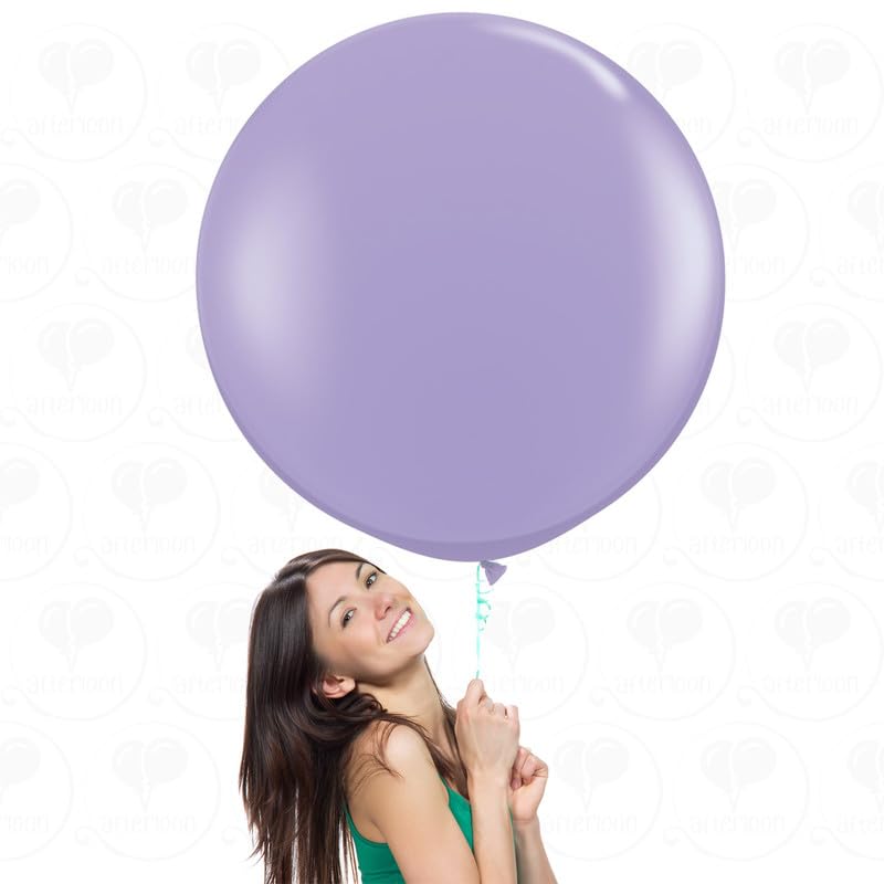 Image of AFTERLOON Biodegradable Balloons 6 pcs 36 Inch Orb Perfect Round Giant Extra Large Pastel Purple 36 Inch Macaron Color, Durable Thickened Strong Jumbo XL Big Helium Float
