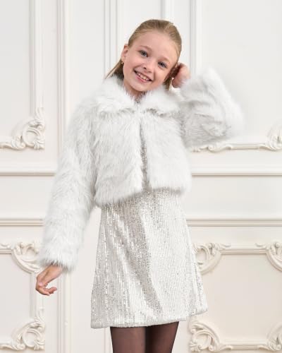 Image of BOLEROSE Girls Collared Faux Fur Bolero Jacket