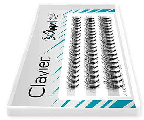 Clavier Künstliche Wimpern in Büscheln B-Curl | 10 Wimpern in einem Büschel | Verschiedene Längen von 6 bis 14 mm | Natürlich aussehend, für einen mehrdimensionalen Effekt (8-10-12 mm)