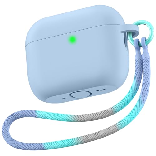 Matekxy for Airpods Pro 3 Case 2025 Cute - for Airpod Pro3 Generation Soft Silicone Cover with Lanyard & Keychain, Shockproof Scratch Resistant for Women, Perfect for Commuters and Travelers, Blue