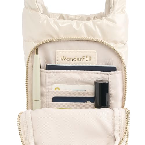 WanderFull® Original HydroBag®, Fits Up to 32 oz Water Bottle Holder with Strap, Gift for Women, Hands-Free Crossbody, Water Bottle Carrier Bag with Phone Pocket - Ivory Lacquer Après Ski Embroidery - Thumbnail 4