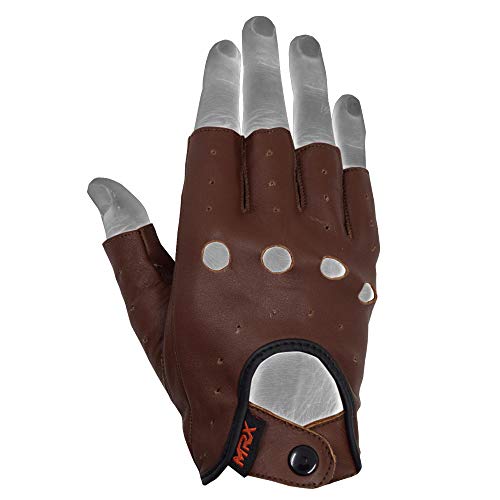 Image of MRX Driving Gloves Button Basic Soft Outdoor Glove Goat Leather Workout Full Finger, Black
