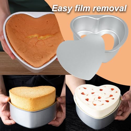 FRIGIIRE Heart Cake Pan 6+8inch Heart Shaped Cake Pan Removable Bottom Deep Mold Aluminum