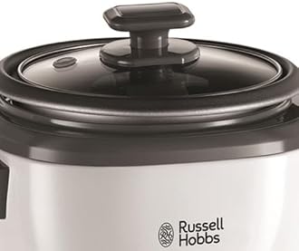Russell Hobbs 27040 Large Rice Cooker - Up to 14 Servings with Steamer Basket, Measuring Cup and Spoon Included, Dishwasher Safe Parts, 500 W, White