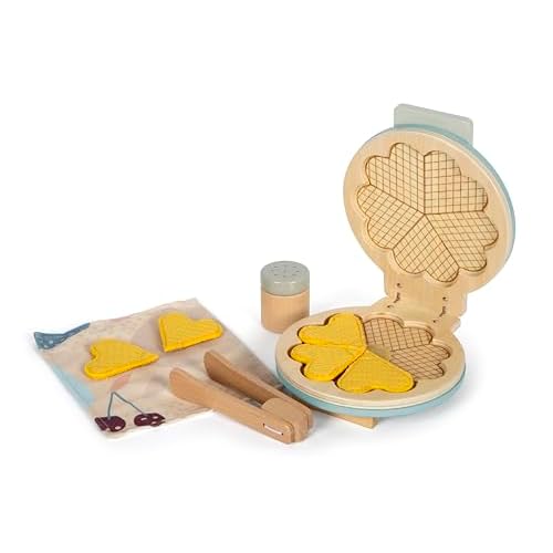small Foot Waffeleisen-Set „Tasty“ aus Holz, Zubehör für die Spielküche, Küchen-Spielset für Kinder ab 3 Jahren, 12492