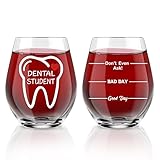 AGMDESIGN Funny Good Day Bad Day Don't Even Ask Dental Student Double-Sided Lead-Free Wine Glass, Graduation Gifts for Dental Students, Gifts for Dentist Assistant Hygienist, Office Break Room Cup