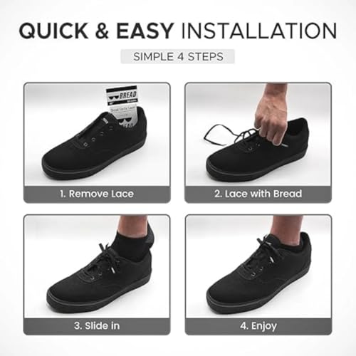 Image of Bread Elastic Xtra Stretch No-Tie Shoelaces - Durable Slip-On Laces for Sneakers & Boots, Kids & Adults, Travel-Friendly