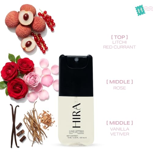 Image of HIRA Love Letters Perfume for Women 10 ml |Warm Vanilla, Fruity & Floral Eau De Parfum for Date Nights & Everyday Wear | Long Lasting Perfume for Woman | Skin Friendly | Gifts for Woman