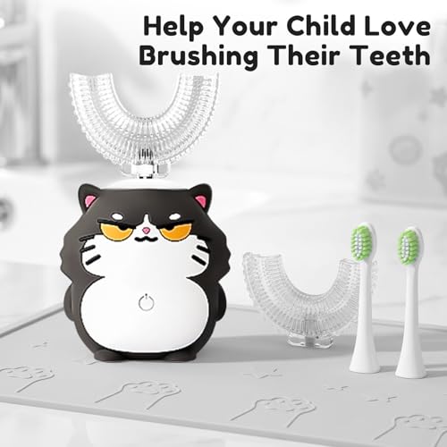 Image of Kids U-Shaped Sonic Electric Toothbrush, Cartoon Design 360 Deep Cleaning, IPX7 Waterproof Auto Toothbrush for Toddlers(7-15 AG)