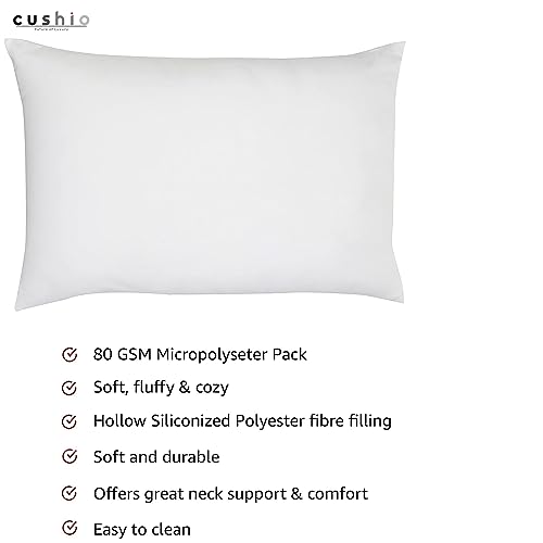 Image of CUSHIO White Microfibre Pillow - 27 inchx17 inch (Pack of 1) - Enhance Your Sleep Quality | Wake Up Refreshed