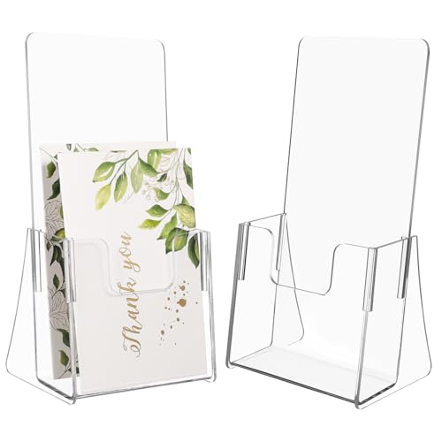 Angoily 2pcs Multi-functional Acrylic Display Stands Brochure Magazine Holders Conference Booth Display Office Storage Shelves Sturdy Easy to Install