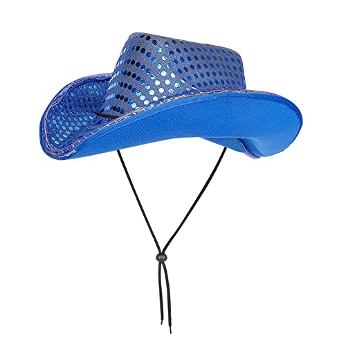 LED Lights Cowboy Hat LED Flashing Cap Hat Xmas Christmas Party Celebration Party Cosplay Western Cowboy Cowgirl Hats Festival Gift Foldable Wide Brim Caps Black - Image 4