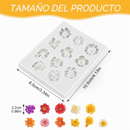 Miniatura 7 de Jjunw Molde De Silicona Con Flores 3d, Moldes De Silicona Con Forma De Rosa, 11 Tipos De Flores, Resina Epoxi, Moldes 3d Para Jabón, Velas, Pasteles Gris