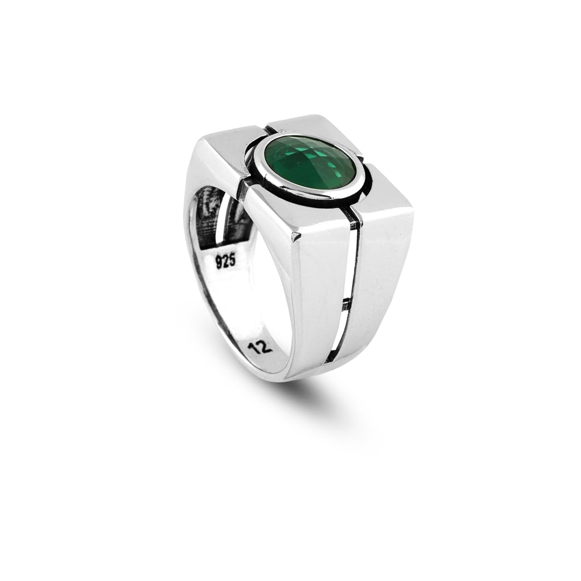 Anello con gemma di smeraldo fatto a mano - Anello da mignolo d'argento vintage per uomo, incisione personalizzata disponibile e panno di lucidatura d'argento in dotazione (22)