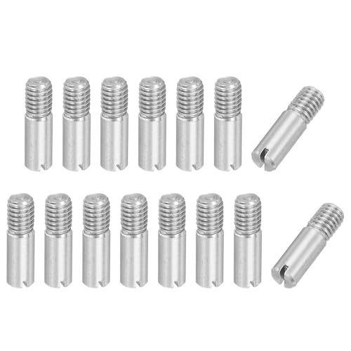 PATIKIL Perno Cilindrico A Fessura M6 X 20mm, 15 Pz 304 Acciaio Inossidabile Perni A Filetto Esterno Per Miglioramento Mobili Casa Armadio, Tonargento
