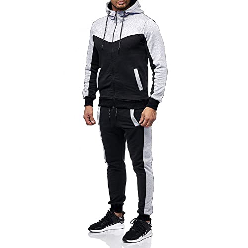 Image of Marine Royal Track Suits for Men Set Full Zip Sweatsuit Outdoor Jogging Men Tracksuits