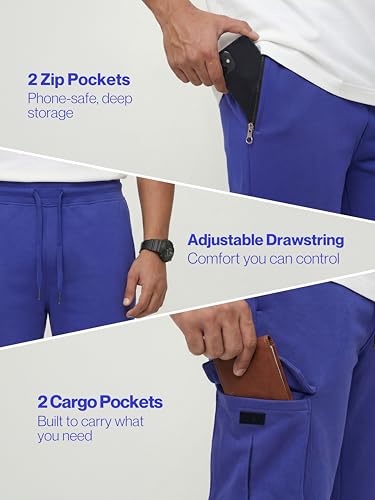 Image of Fflirtygo Mens Cargo Pants Cotton | Track Pants with Zip Pockets | 4 Pocket Joggers | Baggy Lower for Men | Sizes Upto 6XL