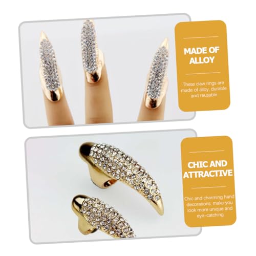 Bagues à ongles en alliage vintage punk gothique or par lot de 10 pièces - 5