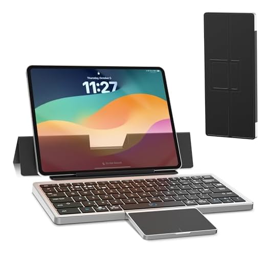 Cooper Nomad Travel Keyboard with Trackpad | Full-Size Keys, Foldable Cover Stand, Multi-Device Compatibility for iPadOS, iOS, Android, Windows | Portable, Bluetooth Wireless Keyboard Touchpad (Black)