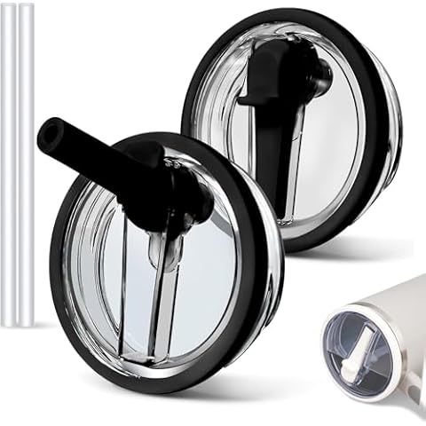 2 Pcs Replacement Tumbler Lid with Straw for Stanley 30 oz Cup (black) Cover