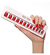 Veda Tinda Press on Nails Red Short Square Acrylic Nails Exciting Plan Fake Stick On Nails in 12 ...