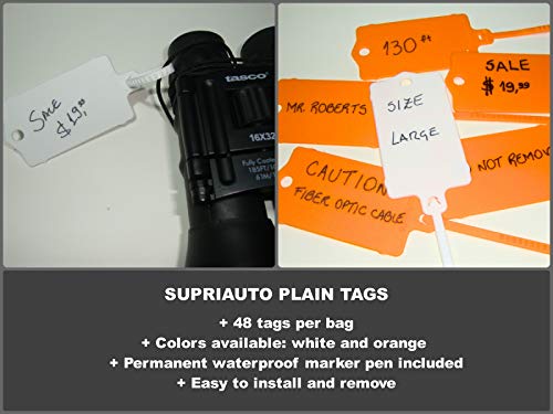 Tough Plastic Plain Key Tags - Yellow Self Locking Key Tags Made Of Waterproof Plastic | Pack Of 48 Key Tags | No Folding, No Key Rings, No Laminated Key Tags Necessary | Pen Included #TOP3