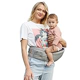 Sunnors Baby Carrier Hip Seat with Adjustable Strap and Pocket, Ergonomic Hip Holder for Newborns & Toddlers (Light Grey)
