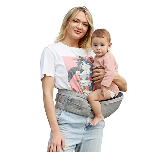 Sunnors Hip Carrier,Baby Carrier Hip Seat Waist for Baby with Adjustable Strap and Pocket,Ergonomic Baby Hip Holder for Newborns & Toddlers (Light Grey)