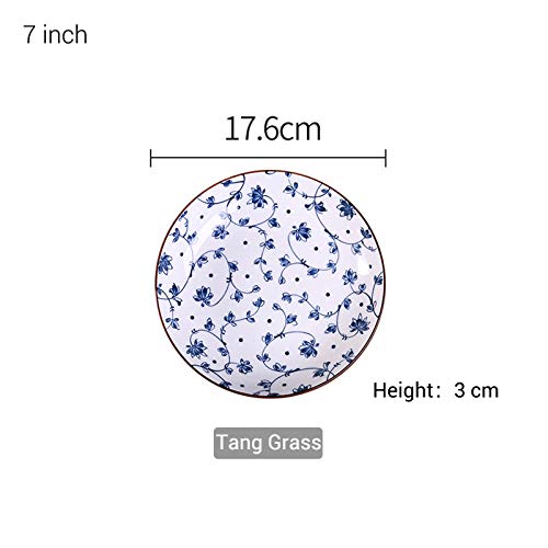 Gegong 4 Pack Blue And White Porcelain Dish Serving Plates Floral Dinner Shallow Plates Appetizer Salad Dessert Snack Plate (7 Inch,Different Patterns) #TOP1