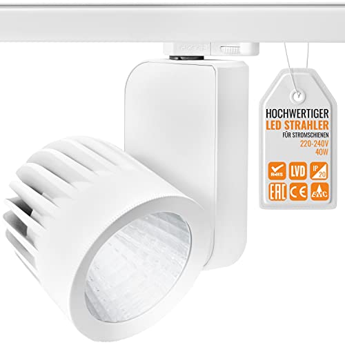 ORANGE LED 3-Phasen Schienen Deckenstrahler - OR-601 LED Spot weiß - 40W - 30° - hochwertiger LED Strahler für Stromschienen - Schienensystem Leuchte - Stromschienenstrahler (4000K) Cover