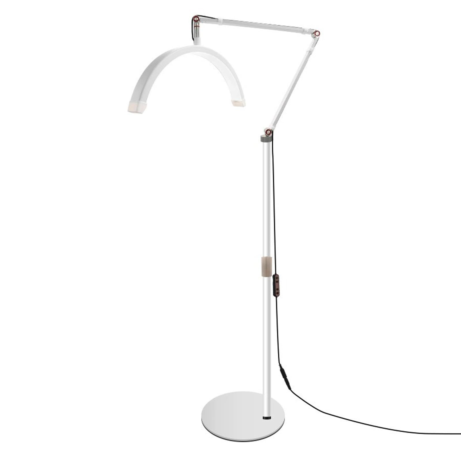 Lámpara de pie de media luna blanca, luz led para tatuajes y estética