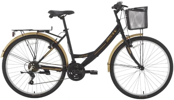 Bisan Lotus Kadın Şehir Bisikleti 34Cm V 24 Jant 21 Vites Mat Siyah Gold