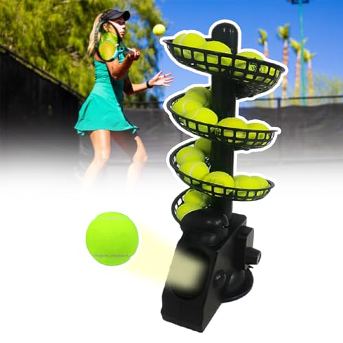 Lanciatore automatico di palline da tennis con rotazione, contiene 28 palline, perfetto per allenamenti e sessioni di pratica